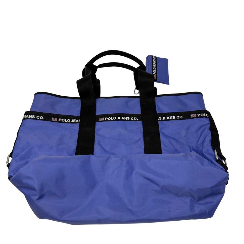 Polo Jeans Co Ralph Lauren Tote Bag Blue‎ Logo Webbing Large With Mini Pouch